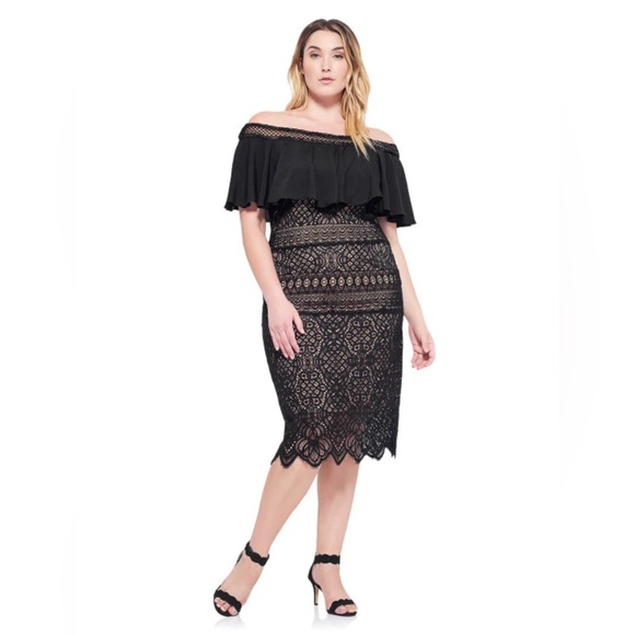 Tadashi Shoji Dresses & Skirts - TADASHI SHOJI Alexia Off-shoulder Runway Midi Dress